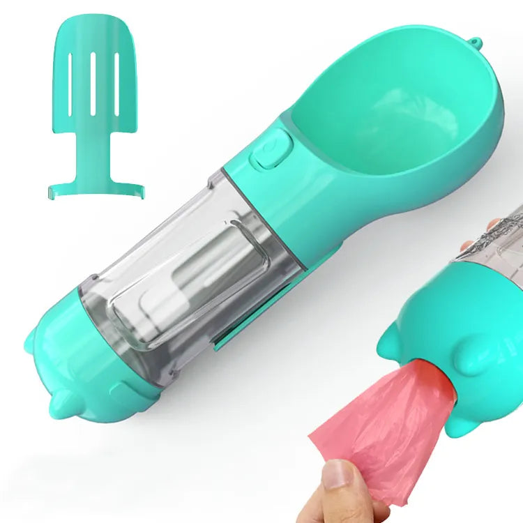 Borraccia 3 in 1 da Viaggio per Cani 300 ml, Acqua Sempre Pronta in Passeggiata